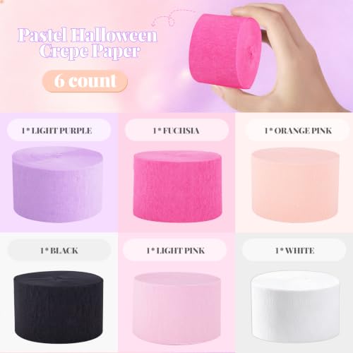 Pastel Halloween Crepe Paper Streamers - Pink Halloween Decoration Set