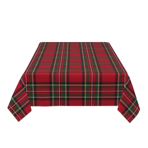 Christmas Checkered Tablecloth - 60x120 Inch Rectangular Holiday Table Cover, Red Green Retro Plaid