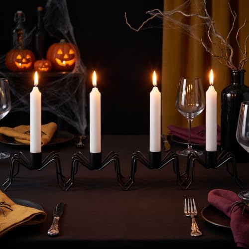 Set of 6 Halloween Spider Candle Holders - Metal Taper Candle Stands