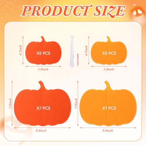Fall Pumpkin Hanging Decorations Set - 24 Felt Ornaments for Autumn & Thanksgiving