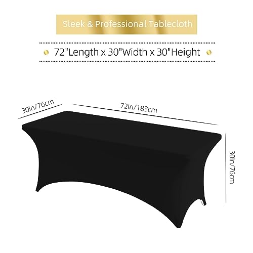 Allblack Custom Stretch Table Cover with Business Logo 72x30 Inches