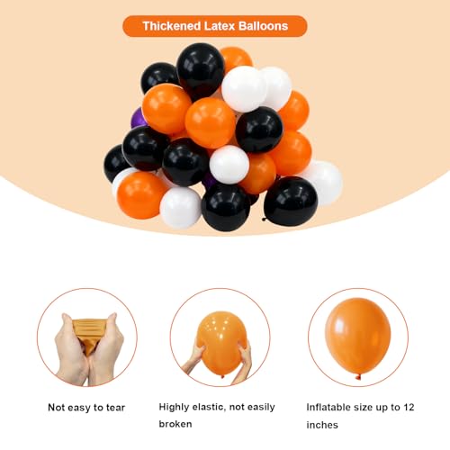 Halloween Balloons Set - 110 Black and Orange Party Balloons - Orange Variation