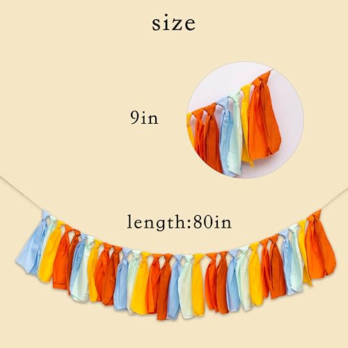 Rainbow Fall Birthday Garland Banner - Yellow Tassels, 80-Inch Party Decor