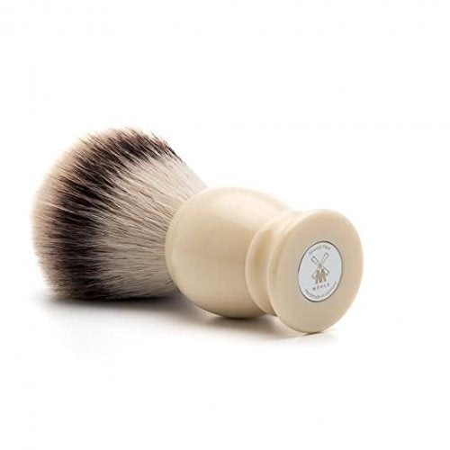 MÜHLE Classic Faux Ivory Small Silvertip Fiber Shaving Brush - Synthetic Luxury Shave Brush for Men, Rich Lather