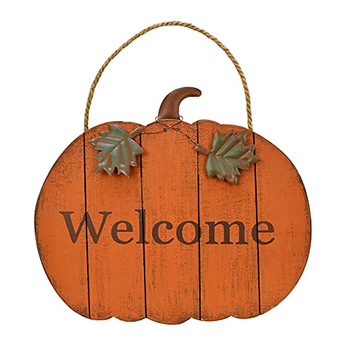Small Wooden Pumpkin Welcome Sign Hanging Fall Decor for Front Door