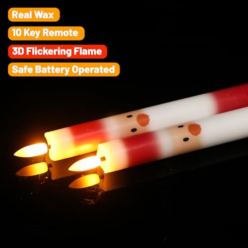 Santa Flameless Taper Candles with Remote Timer - Christmas Decorations - 3 Santa Variations