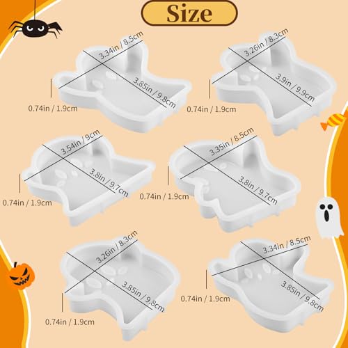 6 PCS Ghost Candle Molds Halloween Silicone Mold Set - Ghost Shapes for Candle Making & Crafts