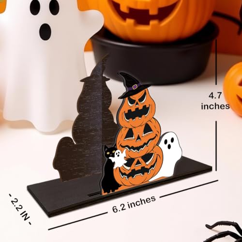 Halloween Pumpkin Ghost Cat Napkin Holder Decor Wooden Table Accessory