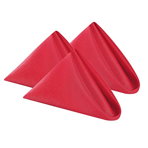Red Cloth Napkins 17x17 Inch Washable Polyester Dinner Napkins - 100PCS, Elegant Tableware for Wedding & Events