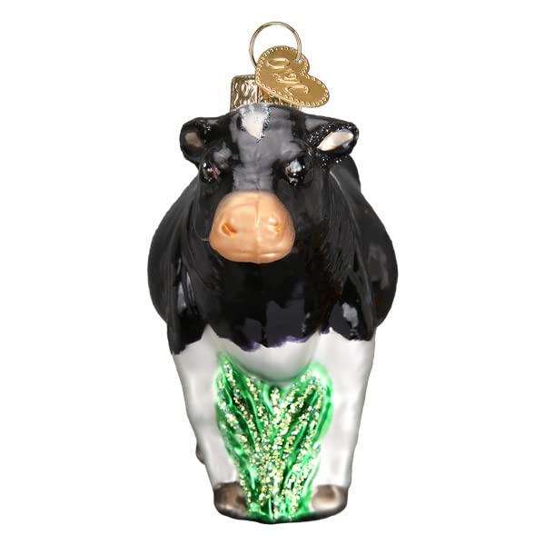Black Dairy Cow Christmas Ornament - Handcrafted Glass Holiday Decor