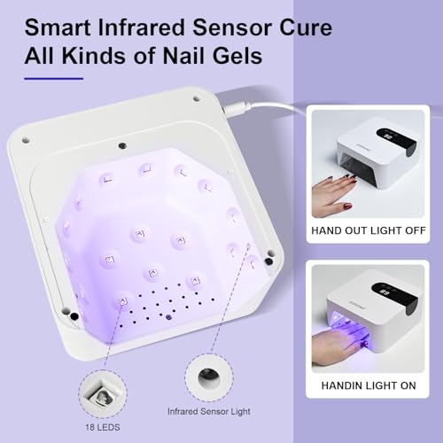 JODSONE UV Nail Lamp Rechargeable Portable with LCD Display & 3 Timers - White H10-2