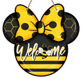 Welcome Spring Summer Door Sign - Bee Yellow Black, Farmhouse Front Door Decor - Bee Variation