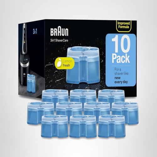 Braun Clean & Renew Refill Cartridges CCR, Replacement Shaver Cleaner Liquid Solution for Clean&Charge System, Pack of 10