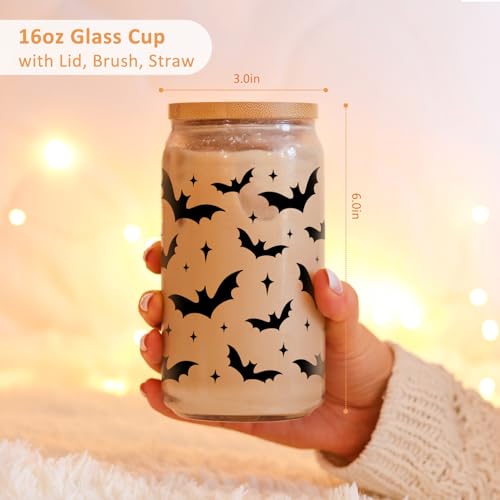 Halloween Bat Gift Cup - Spooky Glass Coffee Mug for Bat Lovers & Halloween Decor