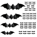 Halloween Bat Wall Decor Stickers - 56 Black 3D Flying Bats for Party & Home
