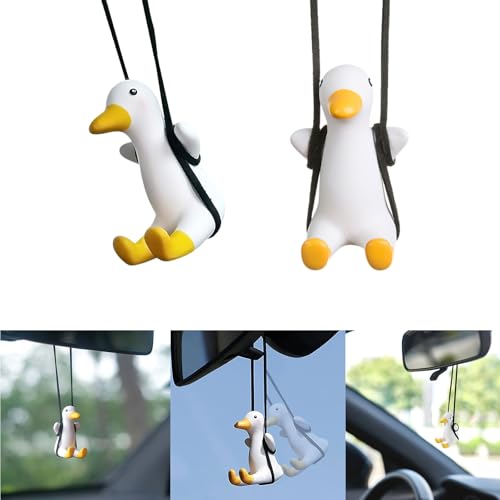 Cute Swinging Duck Car Mirror Hanging Ornament - Interior Rearview Accessory