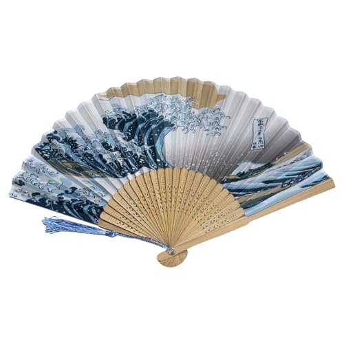 Japanese Handheld Fan - Medium Multicoloured Silk Bamboo for Dancing & Wedding