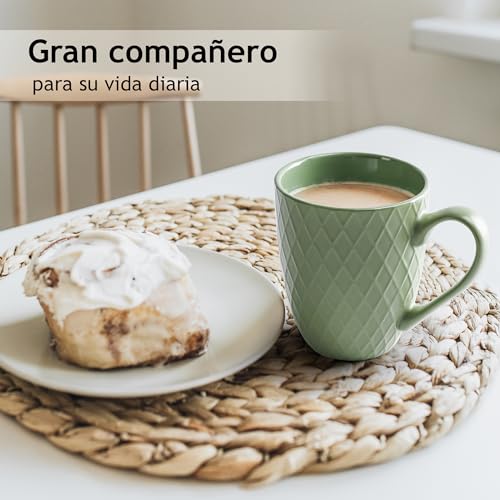 Jungle Green Coffee Mug Set of 6 - Palmanova Collection, 14oz Ceramic Cups
