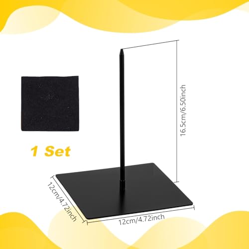 Black Metal Sculpture Display Stand for Artifacts & Sculptures - Museum & Home Decor Support 4.72x6.49in