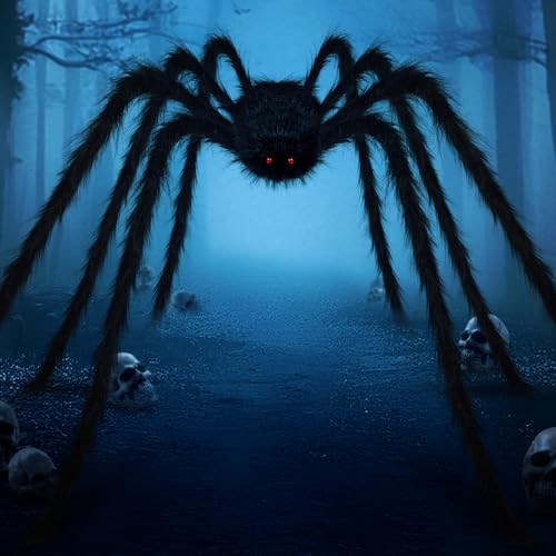 15FT Giant Halloween Spider Decor - Large Outdoor Haunted House Prop, Adjustable Legs, Black