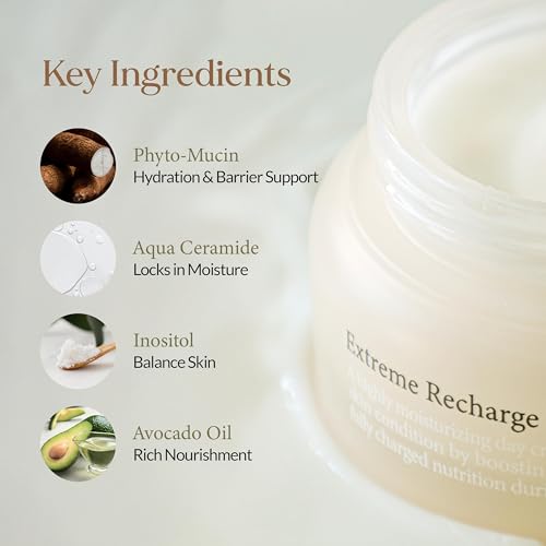 LU'PIUM Extreme Recharge Day Cream – Vegan Moisture Shield & Barrier Repair Cream for Dry or Sensitive Skin, 5 Plant Mucin Complex & Liposome Nutrition, Inspired by Korean Skincare