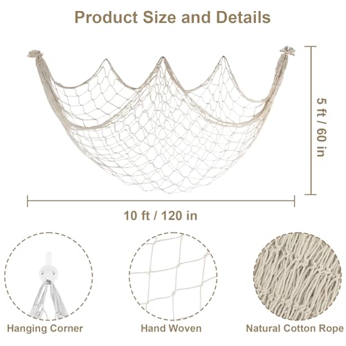 X-Large Beige Decorative Fish Net for Party & Home Decor - 2 Pack
