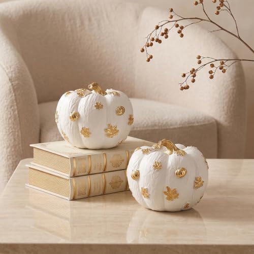 White and Gold Resin Pumpkin Decor - Fall Table Centerpiece - Variation of THIS listing