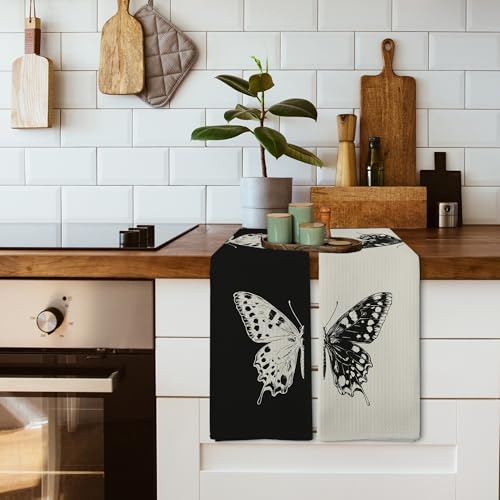 Boho Butterfly Kitchen & Bathroom Towels Set - 2 Pack, 16x24 Inches
