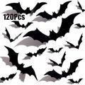 Halloween Bat Wall Stickers Set - 120 PVC Removable Indoor Outdoor Decor
