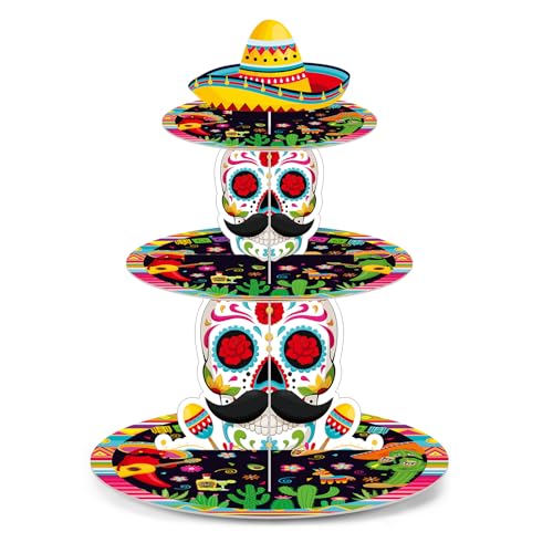 3-Tier Day of the Dead Cake Stand for Mexican Fiesta Decor
