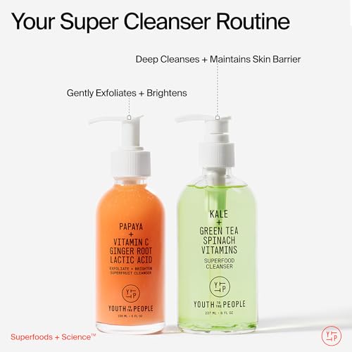 Youth To The People Superfruit Facial Cleanser Full Size - Papaya + Vitamin C Exfoliating Face Wash, Skin Renewal with AHA + BHA, Evens Tone & Texture for Soft + Radiant Skin - 5 fl oz
