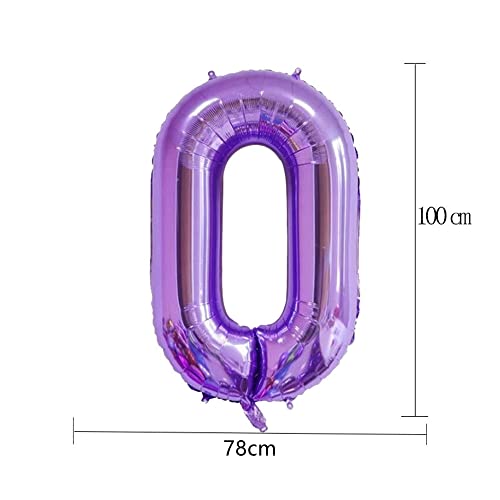 Jumbo 40 Inch Purple 100 Number Foil Balloons with Crown for Birthday & Anniversary Decor
