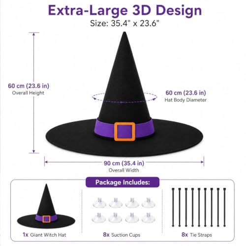 Halloween Witch Hat Car Decoration Set for Golf Carts & Trucks