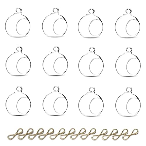12-Pack Hanging Glass Tea Light Candle Holders with Jute Twine - 2.36 Inch Diameter Globe Ornaments for Weddings Christmas Halloween Parties