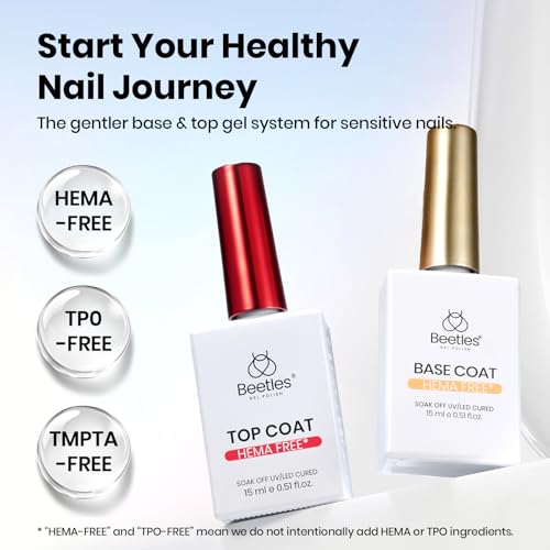 Hema-Free Gel Top and Base Coat Set - Long-Lasting Nail Protection 15ml