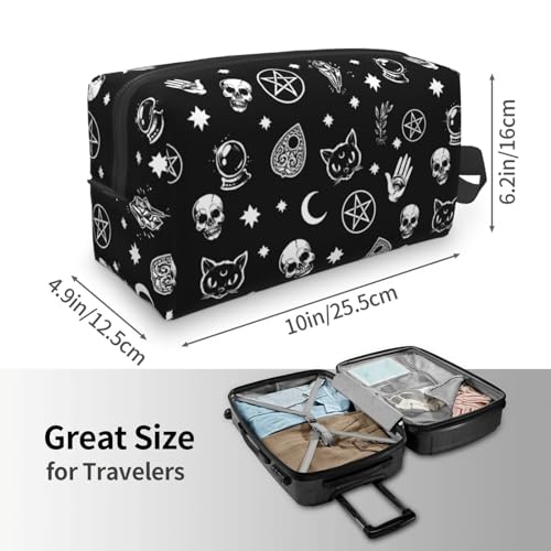 Halloween Skull Cat Moon Gothic Cosmetic Bag - White2 Travel Makeup Pouch