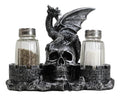 Gothic Dragon Salt and Pepper Shaker Set with Skull and Castle Decor