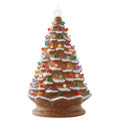 Brown Hand Painted Ceramic Christmas Tree - 18 Inch Pre-Lit Holiday Decor with Multi Color Lights & Star Toppers