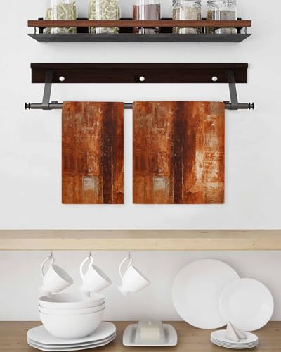 Burnt Orange Waffle Kitchen Towels Set - 16 x 24 Inch, 3 Pack | Absorbent Dishcloths