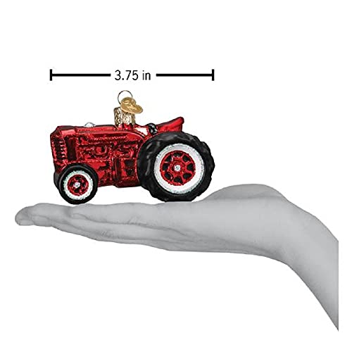 Farm Tractor Glass Christmas Ornament Handcrafted Holiday Decor