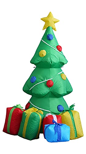 Lighted Christmas Inflatable Green Tree with Gift Boxes - 5 Ft Outdoor Holiday Decor
