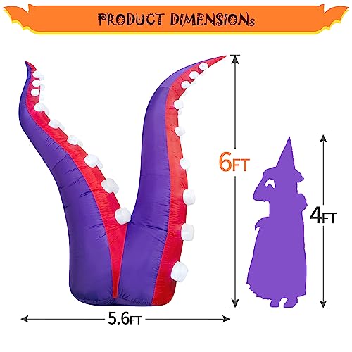 Halloween Inflatable Octopus Tentacles with 36 LED Lights for Yard & Garden Decor