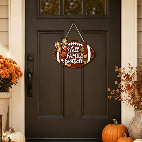 Oval Fall Family Football Wooden Sign for Fall Home Decor