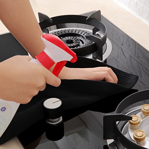 Homaxy 100% Cotton Waffle Weave Kitchen Dish Towels Set - Black, 13x28, 6 Pack