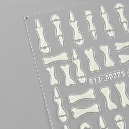 Halloween Skeleton Bone Nail Art Stickers - 2 Style Self-Adhesive Gothic Decals