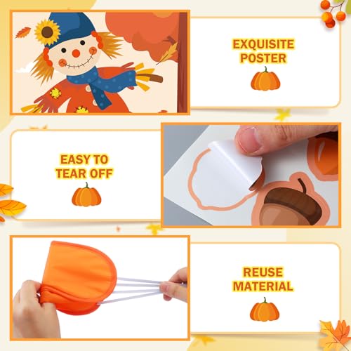 Fall Themed Pin the Nose on the Scarecrow Game Poster Set - Autumn Party Supplies