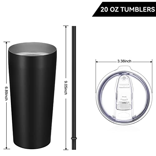 20oz Stainless Steel Vacuum Insulated Tumbler with Lid & Straw - Black, 12 Pack