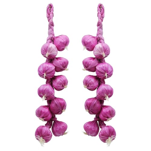 Artificial Garlic String - Purple 2 Pack Farmhouse Kitchen Decor & Photo Props