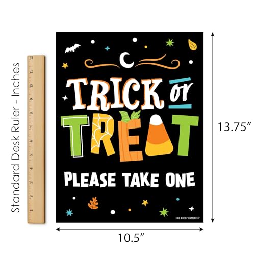 Halloween Trick or Treat Sign with Stand - Kids Party Decoration, 10.5 x 13.75 inches