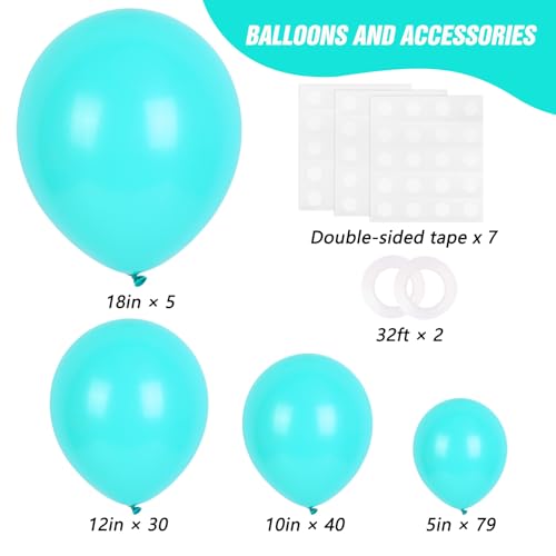 Teal Blue Balloon Arch Set 154pcs for Party Decor - Different Sizes